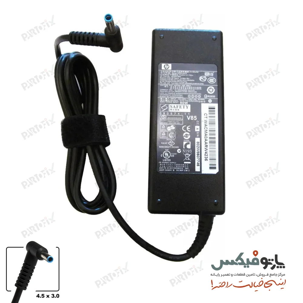 شارژر اورجینال لپ تاپ اچ پی 19 ولت 4.74 آمپر کانکتور 3.0 * 4.5