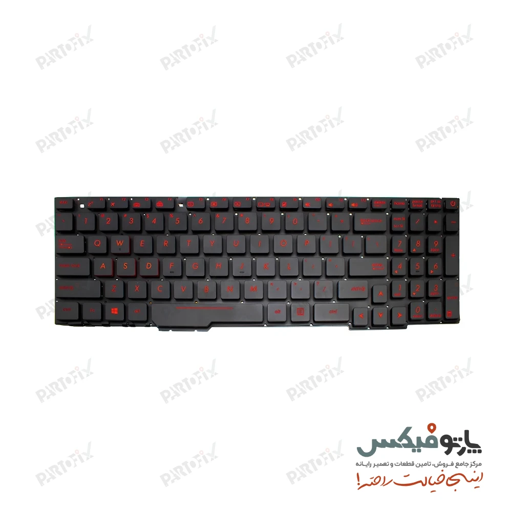 کیبورد لپ تاپ ایسوس Asus GL553 FX553 ZX553 با بکلایت-مشکی قرمز